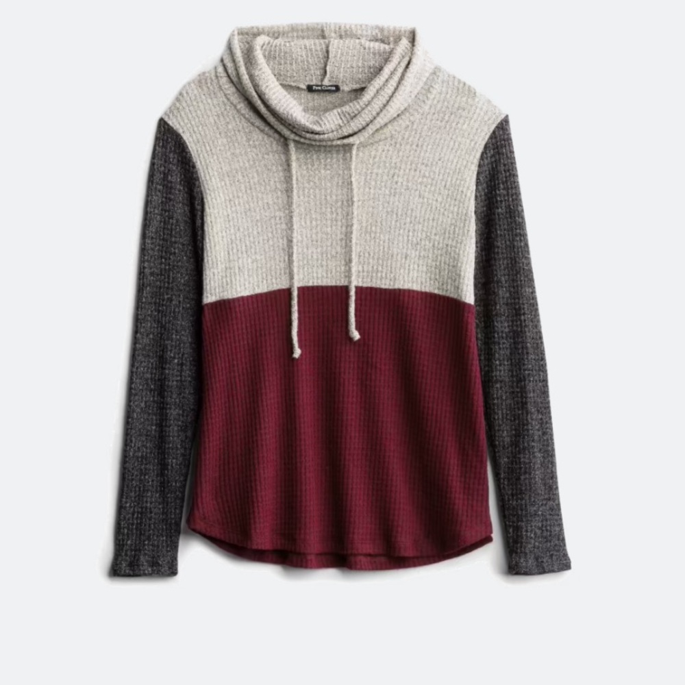PINK CLOVER | Poplar Cowl Neck Waffle Knit Top